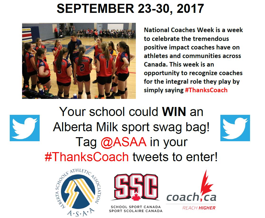 National Coaches Week - September 23-30, 2017 | Alberta Schools