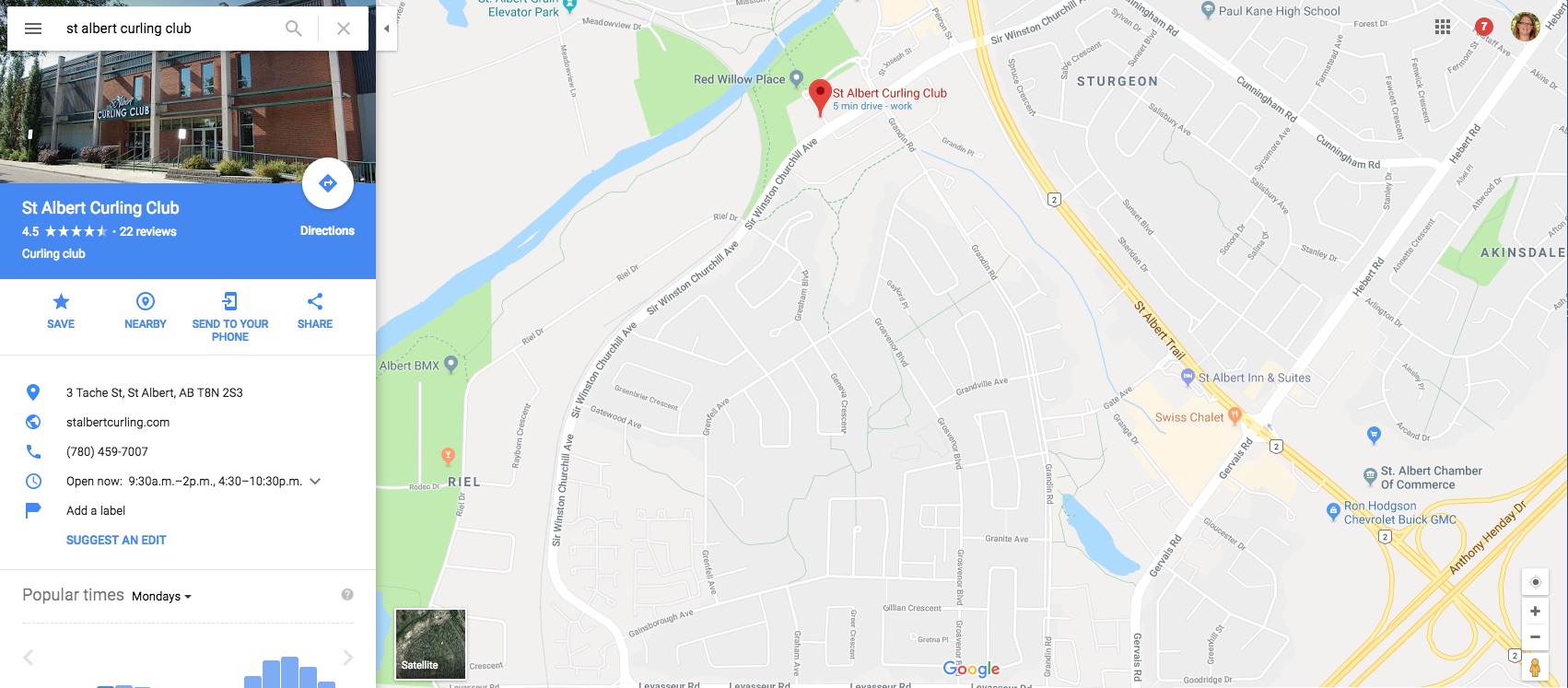 Map of Curling Club Location